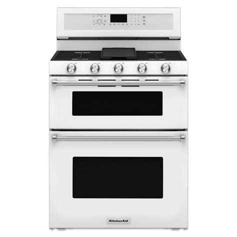 kitchenaid double oven gas range white